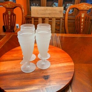 VTG Tiara Exclusive Indiana Glass Viking Toasting Frosted Glass Goblets Set of 4